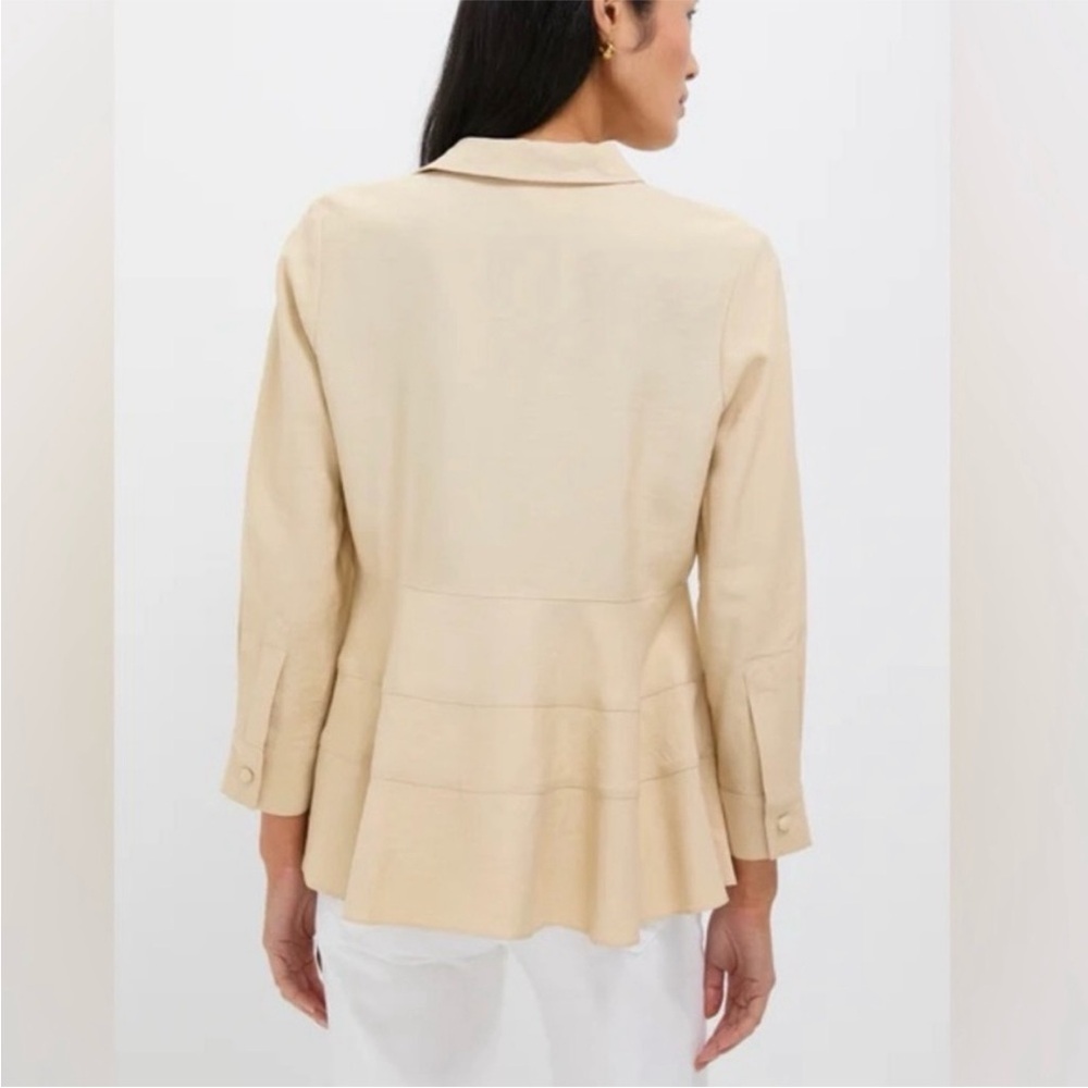 Tuckernuck Pomander Place Ashlen Tiered Ruffle Button Up Blouse Tan Size Small - Picture 3 of 11